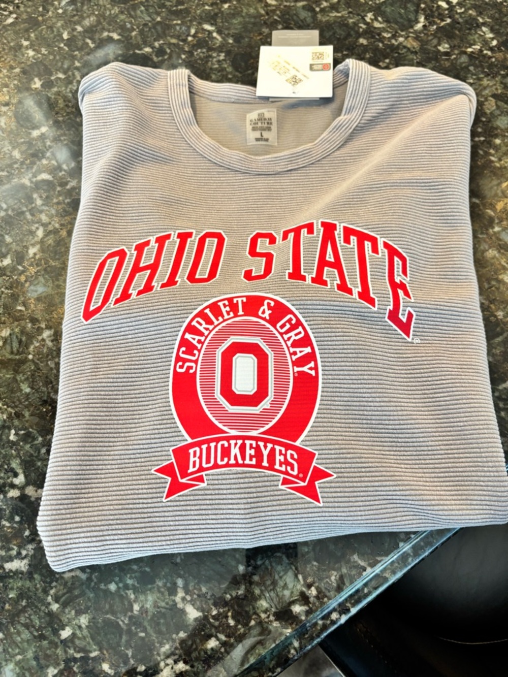 Ohio State Scarlet & Gray Buckeyes Gray Crewneck Sweatshirt